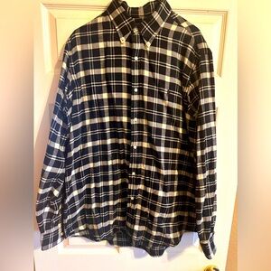 Plaid Black & White Polo by Ralph Lauren Long Sleeve Button Down (XL)